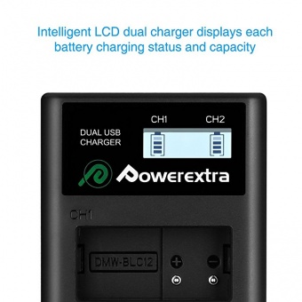 Аккумулятор Powerextra для Panasonic DMW-BLC12 2шт + зарядное устройство CO-7146
