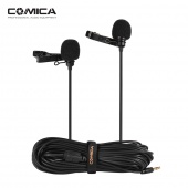 Петличный микрофон Comica CVM-D02 двойной для камеры/смартфона/GoPro